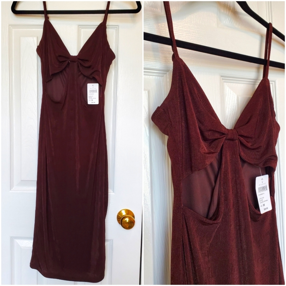 Windsor Chocolate Brown Cutout Midi Dress